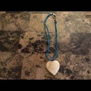 Ivory bone heart on turquoise double cord